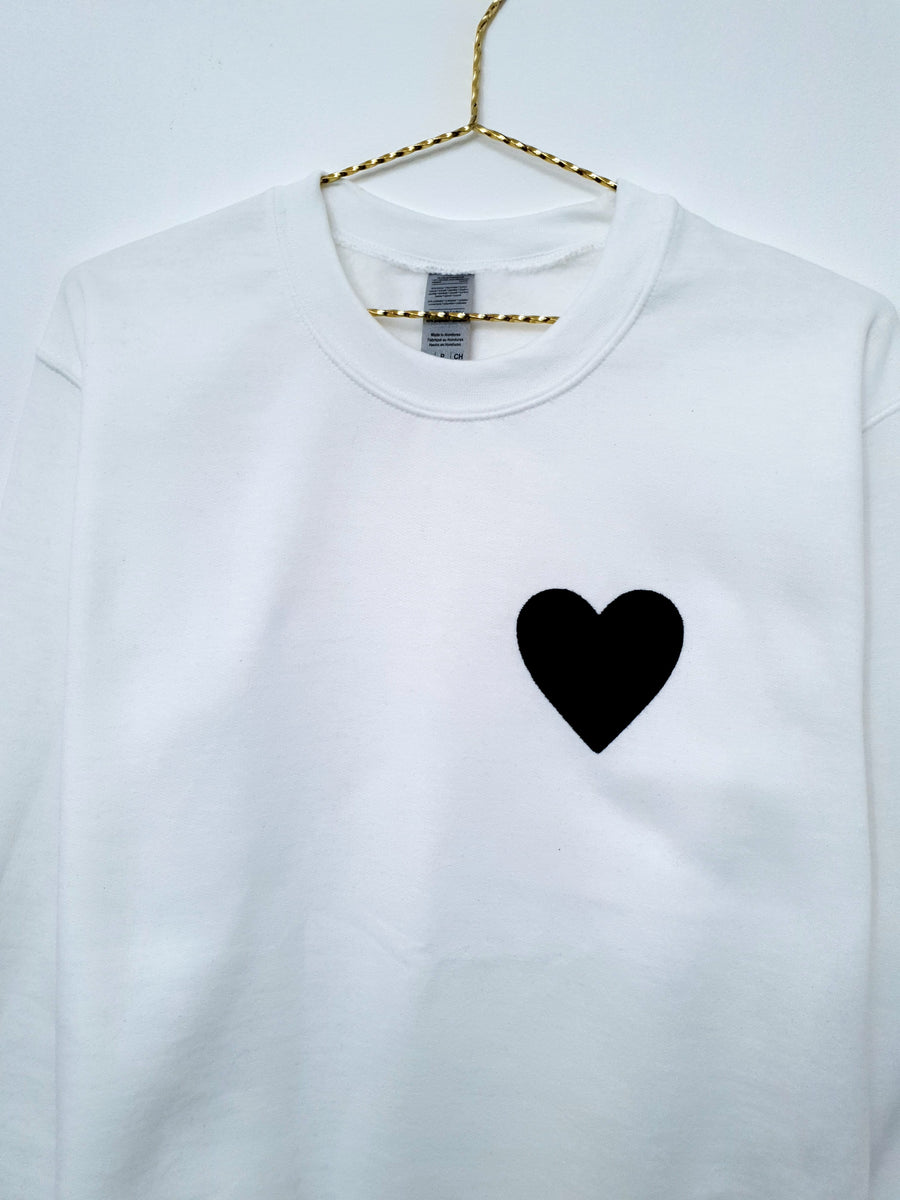 Black Heart Sweatshirt - White