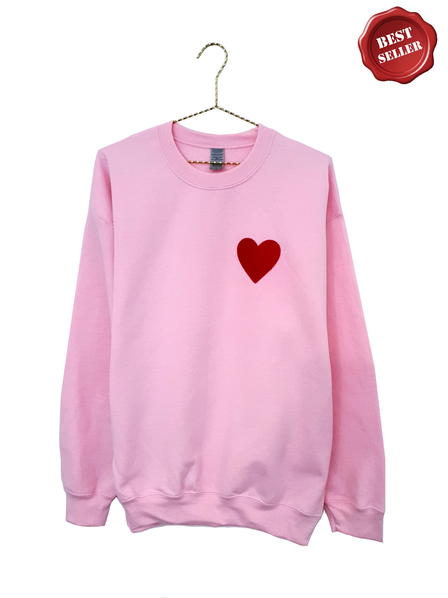 Pink heart sweatshirt sales