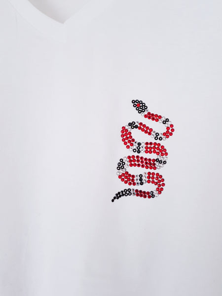 Red Snake Swarovski Logo Tshirt | 808 Fashion London - www.808fashion.com