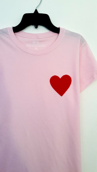 Love Heart T shirt - Light Pink - Women