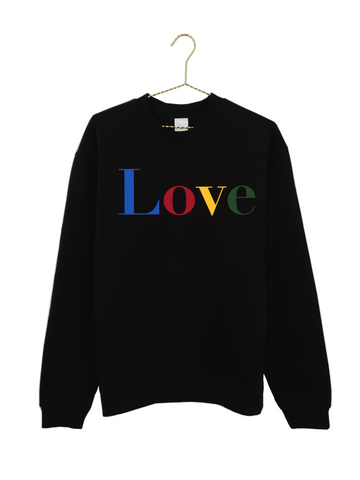 Multicoloured Love Print Sweatshirt - Black