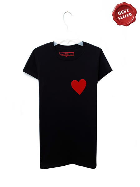 Love Heart T shirt - Black - Women