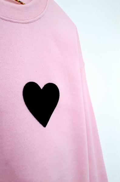 Black Heart Sweatshirt - Light Pink (Unisex)