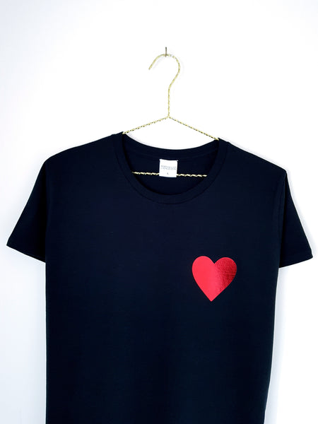 Love Heart Women’s Print T-Shirt - Black