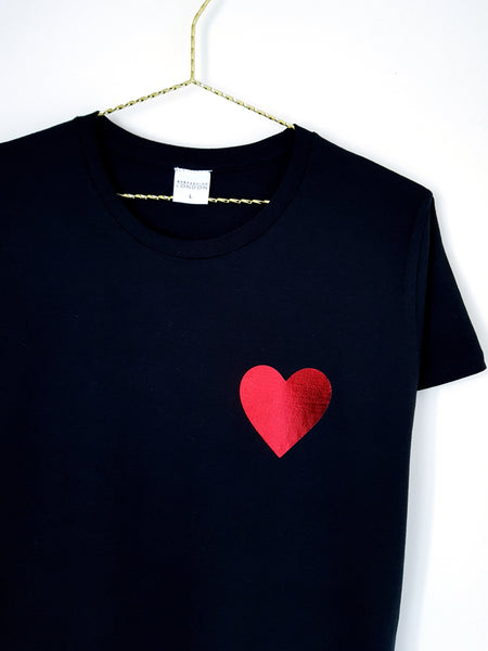 Love Heart Women’s Print T-Shirt - Black