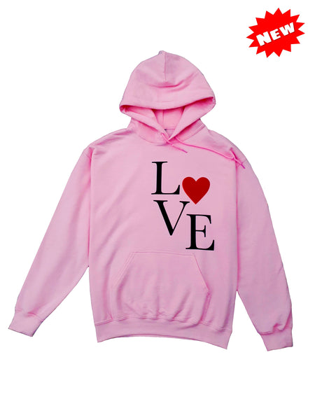 Oversized-Love Print Hoodie - Light Pink