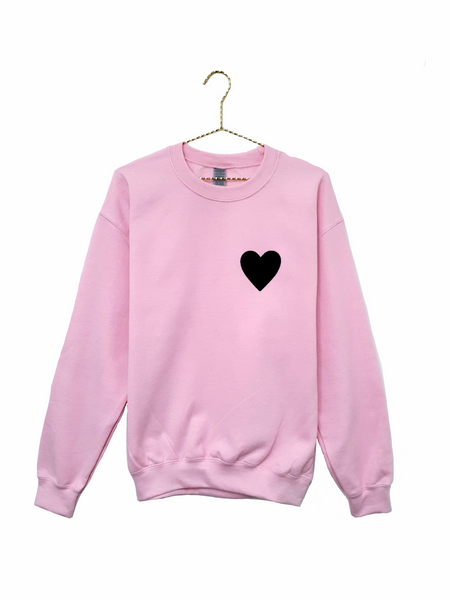 Black Heart Sweatshirt - Light Pink (Unisex)