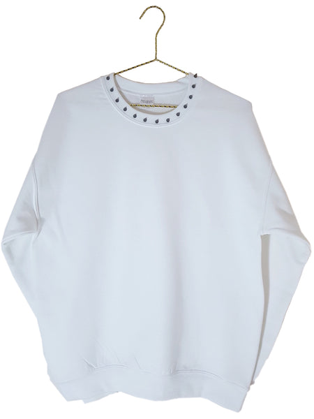 Studded Sweatshirt - White | www.808fashion.com