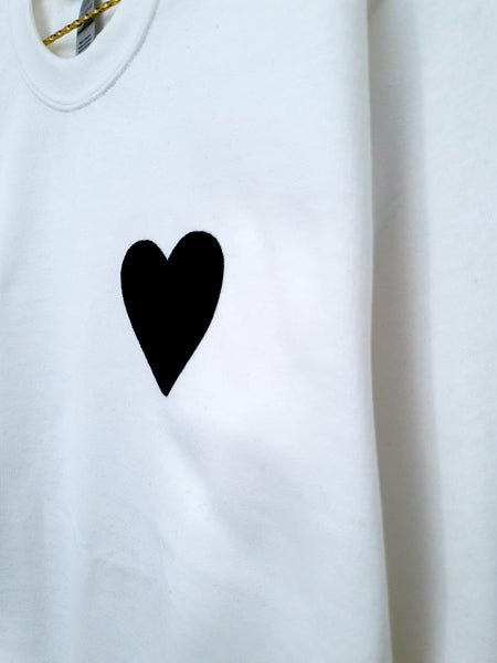 Black Heart Sweatshirt - White