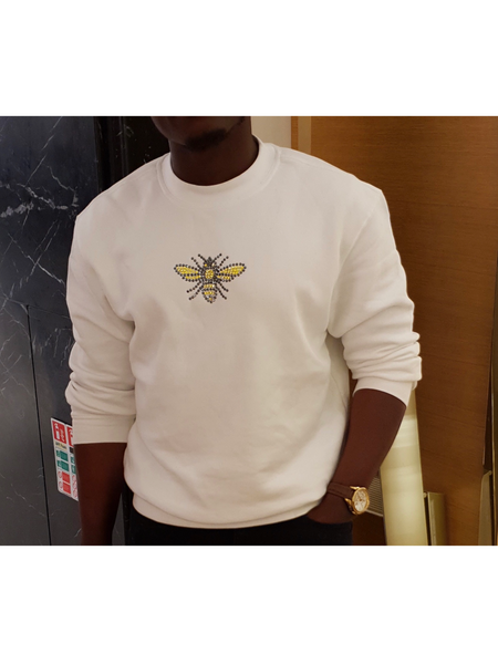Bumble Bee Embellished Sweatshirt - White (Unisex)