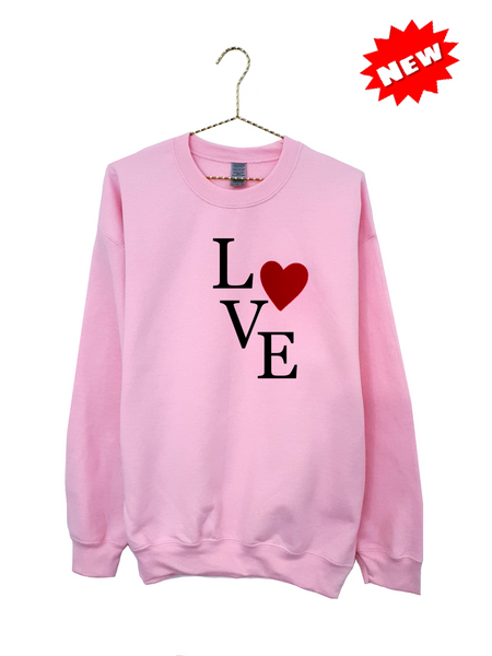 Oversized-Love Print Sweatshirt - Light Pink