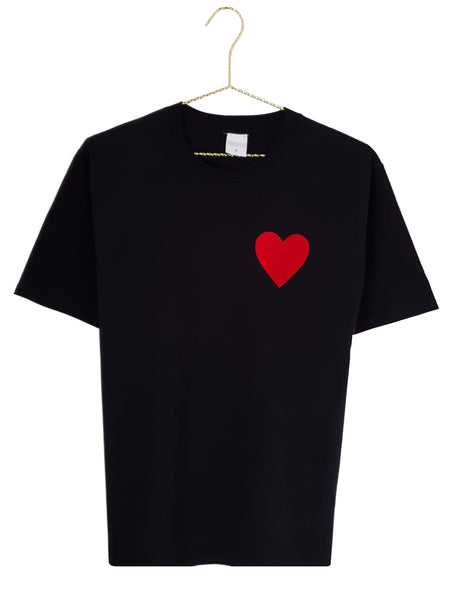 Velvet Love Heart T-Shirt - Black (Unisex)